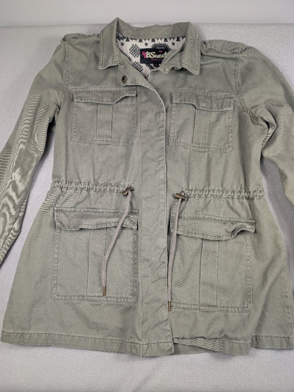 B.Sweet Olive Utility Jacket M Southwestern Aztec Boho Cargo